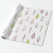 Moderne kerstbomen Blush roze groen patroon Cadeaupapier (Uitgerold)