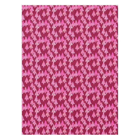 Moderne kerstbomen, Bourgogne en roze Tafelkleed (Voorkant)