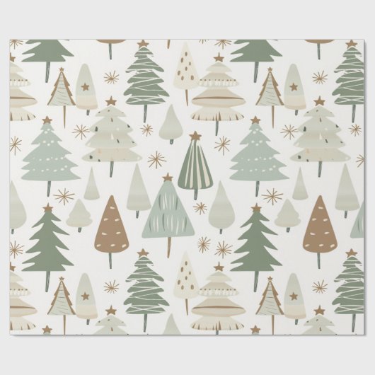 Moderne kerstbomen bruin en groen cadeaupapier (Vlak)