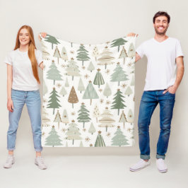 Moderne kerstbomen bruin patroon fleece deken
