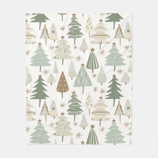 Moderne kerstbomen bruin patroon fleece deken (Voorkant)