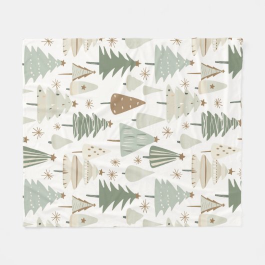 Moderne kerstbomen bruin patroon fleece deken (Voorkant (Horizontaal))