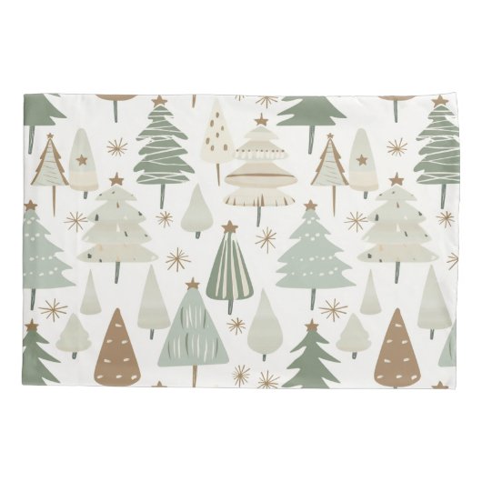 Moderne kerstbomen bruin patroon kussensloop (Achterkant)