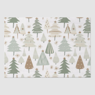 Moderne kerstbomen bruin patroon tissuepapier