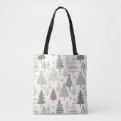 Moderne kerstbomen bruin patroon tote bag (Voorkant)