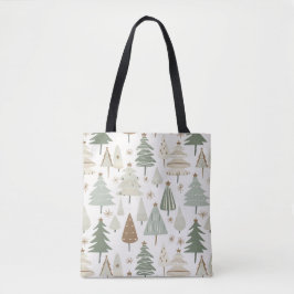 Moderne kerstbomen bruin patroon tote bag