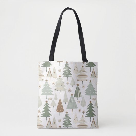 Moderne kerstbomen bruin patroon tote bag (Voorkant)