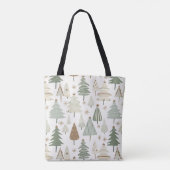 Moderne kerstbomen bruin patroon tote bag (Achterkant)
