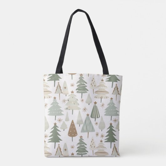 Moderne kerstbomen bruin patroon tote bag (Achterkant)