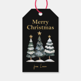 Moderne kerstbomen cadeaulabel