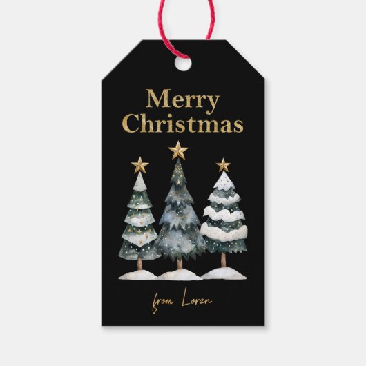 Moderne kerstbomen cadeaulabel (Voorkant)