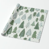 Moderne kerstbomen cadeaupapier (Uitgerold)