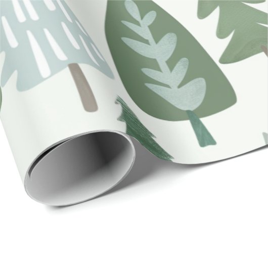 Moderne kerstbomen cadeaupapier (Rol Hoek)