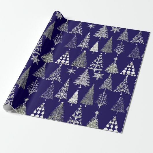 Moderne kerstbomen cadeaupapier (Uitgerold)