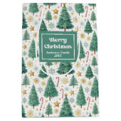 Moderne kerstbomen cadeautas rood groen goud  (Voorkant)