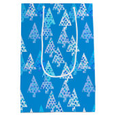 Moderne kerstbomen, Cerulean Blue Medium Cadeauzakje (Achterkant)