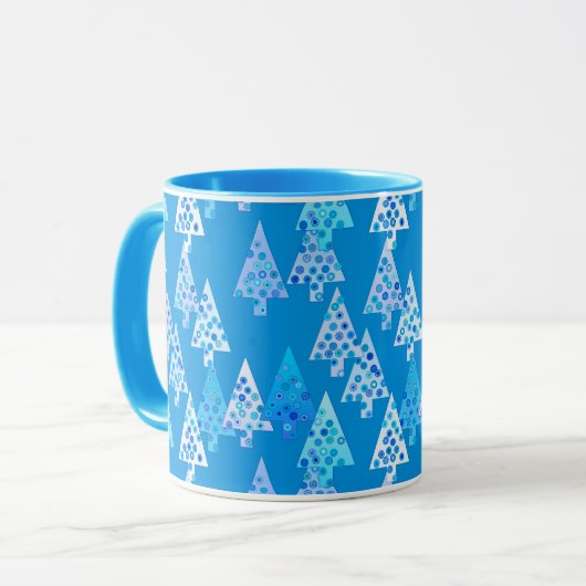 Moderne kerstbomen, Cerulean Blue Mok (Voorkant links)