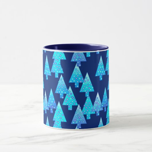 Moderne kerstbomen, diep blauw mok (Midden)