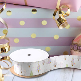 Moderne kerstbomen Dusty Roos Pink Satijnen Lint