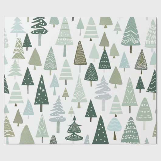 Moderne kerstbomen elegant cadeaupapier (Vlak)