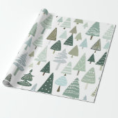 Moderne kerstbomen elegant cadeaupapier (Uitgerold)