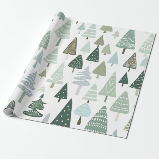Moderne kerstbomen elegant cadeaupapier (Uitgerold)