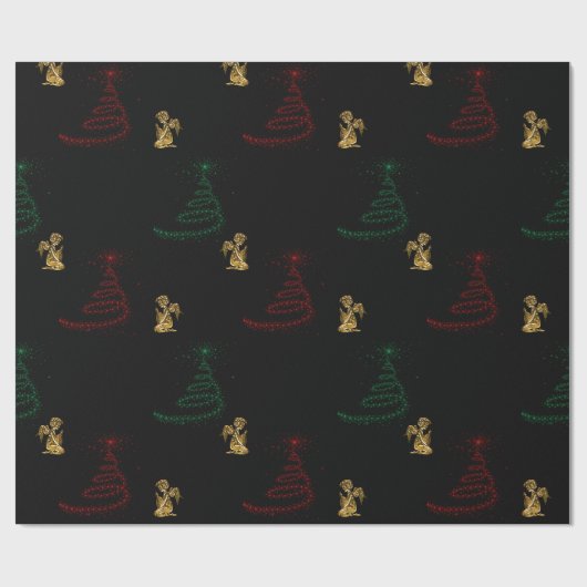 Moderne kerstbomen en Gold Angels Cadeaupapier (Vlak)