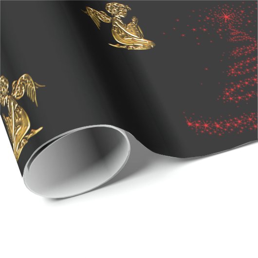 Moderne kerstbomen en Gold Angels Cadeaupapier (Rol Hoek)
