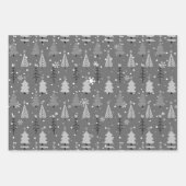 Moderne kerstbomen en sneeuwvlokken Kerstmis Inpakpapier Vel (Voorkant 3)