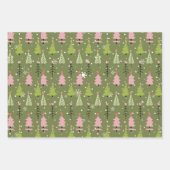 Moderne kerstbomen en sneeuwvlokken Kerstmis Inpakpapier Vel (Voorkant 2)