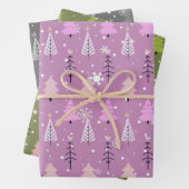 Moderne kerstbomen en sneeuwvlokken Kerstmis Inpakpapier Vel (In situ)