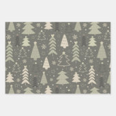 Moderne kerstbomen en sneeuwvlokken Kerstmis Inpakpapier Vel (Voorkant 3)