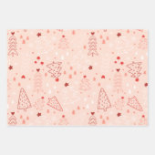 Moderne kerstbomen en sneeuwvlokken Kerstmis Inpakpapier Vel (Voorkant 3)