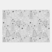 Moderne kerstbomen en sneeuwvlokken Kerstmis Inpakpapier Vel (Voorkant)
