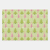 Moderne kerstbomen en sneeuwvlokken Kerstmis Inpakpapier Vel (Voorkant 2)