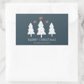 Moderne kerstbomen en sterren rechthoekige sticker (Tas)