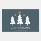 Moderne kerstbomen en sterren rechthoekige sticker (Voorkant)