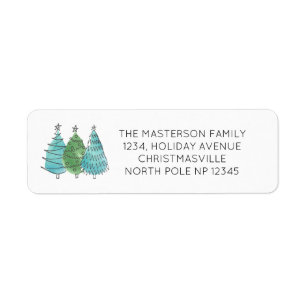 Moderne kerstbomen etiket