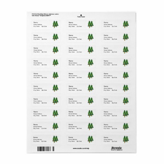 Moderne kerstbomen etiket (Full Sheet)