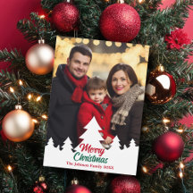 Moderne Kerstbomen Familie Foto Rood