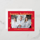 Moderne kerstbomen FOIL Zakelijke feestdagen kerst Folie Uitnodiging Briefkaart (Voorkant / Achterkant)