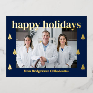 Moderne kerstbomen FOIL Zakelijke kerstkaart Folie Uitnodiging Briefkaart