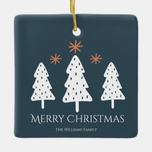 Moderne kerstbomen foto's keramisch ornament (Voorkant)