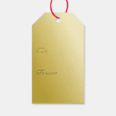 Moderne kerstbomen - geel goud cadeaulabel (Achterkant)