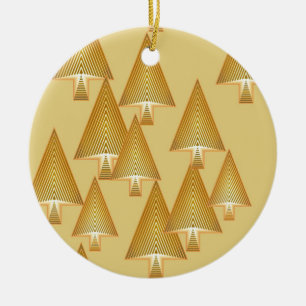 Moderne kerstbomen - geel goud keramisch ornament