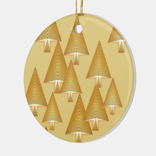 Moderne kerstbomen - geel goud keramisch ornament (Links)