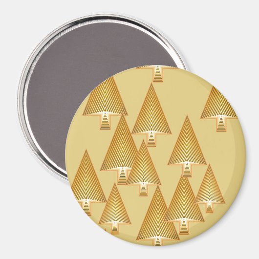 Moderne kerstbomen - geel goud magneet (Voorkant / Achterkant)