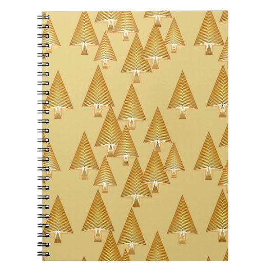 Moderne kerstbomen - geel goud notitieboek (Voorkant)