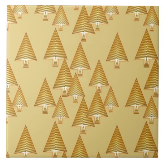 Moderne kerstbomen - geel goud tegeltje (Voorkant)