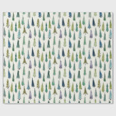 Moderne kerstbomen geïllustreerd patroon cadeaupapier (Vlak)